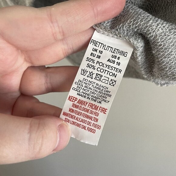 PrettyLittleThing Women 6 Shape Grey Sporty Sweat Zip Detail Crop Tank Top NWT - Picture 9 of 10